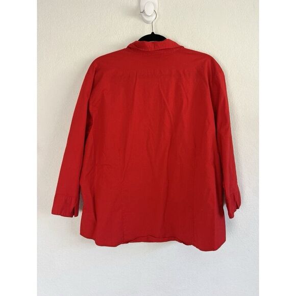 Real Comfort Vintage 90s Women’s Plus Size 2XL Red Button Front Cotton Blouse - Picture 2 of 10